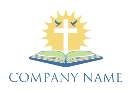 make a religious logo church cross with bible