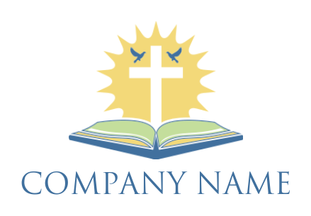 make a religious logo church cross with bible