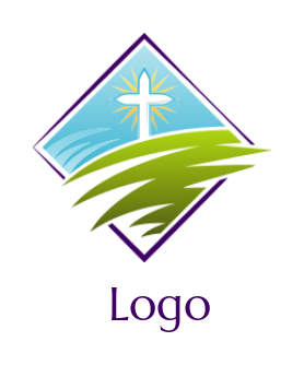 religious logo illustration Christian cross in square - logodesign.net