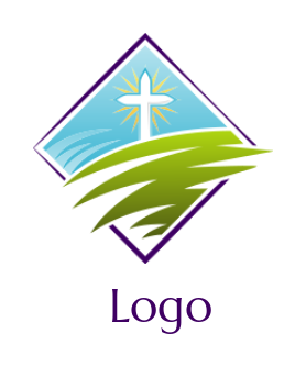make a religious logo christian cross in square