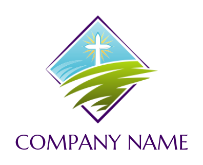 make a religious logo christian cross in square