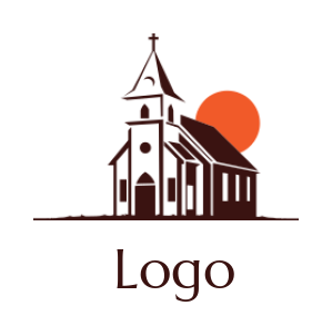 make a religion logo church building with sun