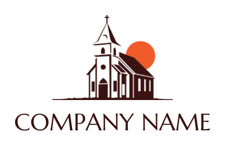 make a religion logo church building with sun