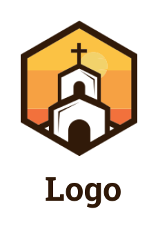 make a religion logo online church in hexagon