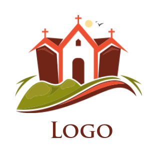 make a religious logo church roofs with crosses