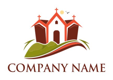 make a religious logo church roofs with crosses