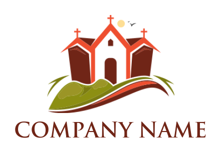 make a religious logo church roofs with crosses