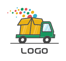 delivery van logo box circles coming from truck