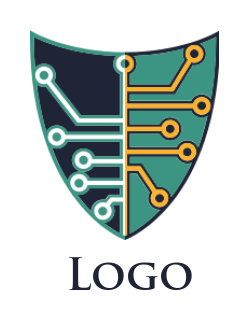 security logo template circuit board in shield
