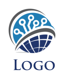 design an IT logo circuit globe with swoosh - logodesign.net