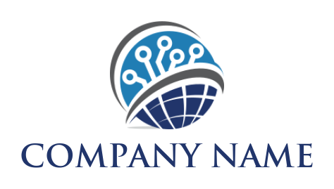 design an IT logo circuit globe with swoosh - logodesign.net