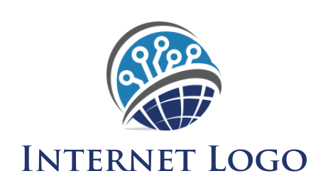 design an IT logo circuit globe with swoosh - logodesign.net