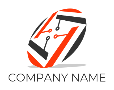 make an IT logo circuit points in ellipse