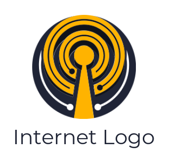 internet logo circuit points with signal tower