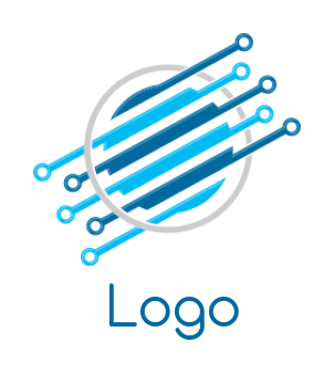 IT logo of a circuit wires combined with globe