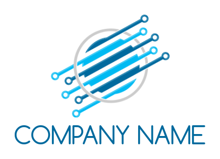 IT logo of a circuit wires combined with globe