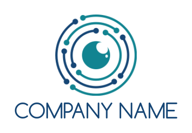 IT logo circular circuits with iris in center