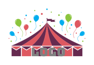 party circus tent or theme park with balloons idea