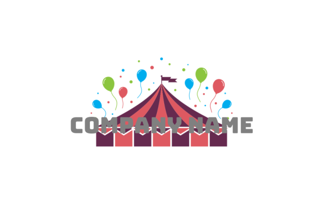 party circus tent or theme park with balloons logo idea