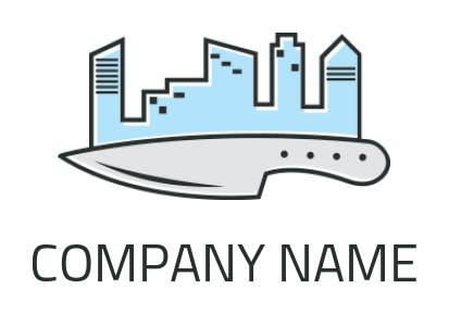 City skyline merged with knife logo sample