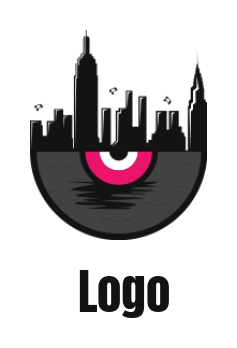 make a music logo city skyline on half CD - logodesign.net