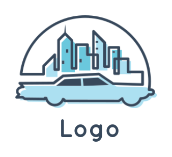 auto logo of city skyline stand on vintage car