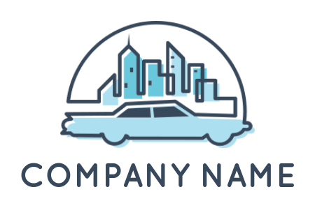 auto logo template city skyline stand on vintage car - logodesign.net