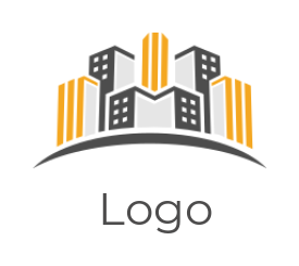 real estate logo symbol city skyline with swoosh