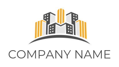 real estate logo symbol city skyline with swoosh