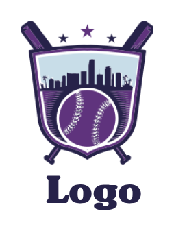 sports logo city with baseball in shield emblem