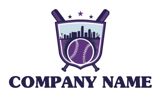 sports logo city with baseball in shield emblem
