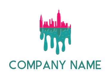 create an arts logo cityscape on paint drips