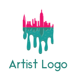 create an arts logo cityscape on paint drips