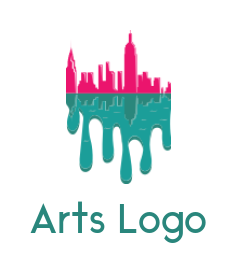 create an arts logo cityscape on paint drips