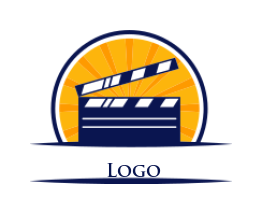 entertainment logo clapperboard in stripe circle