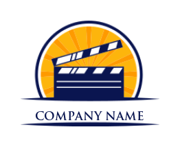 entertainment logo clapperboard in stripe circle