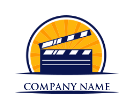 make an entertainment logo clapperboard in vintage striped circle - logodesign.net