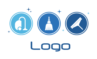 cleaning logo cleaning supplies in circles stars