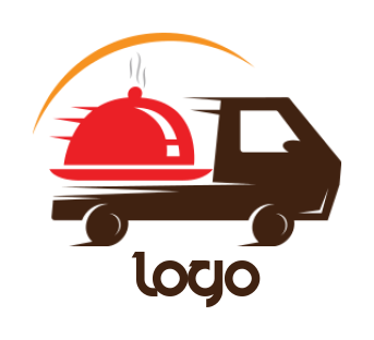 restaurant logo cloche on moving truck swoosh