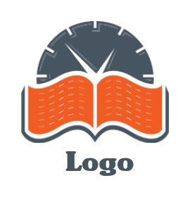 create a education logo clock merged with book