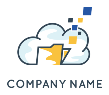 IT logo symbol cloud data with pixels