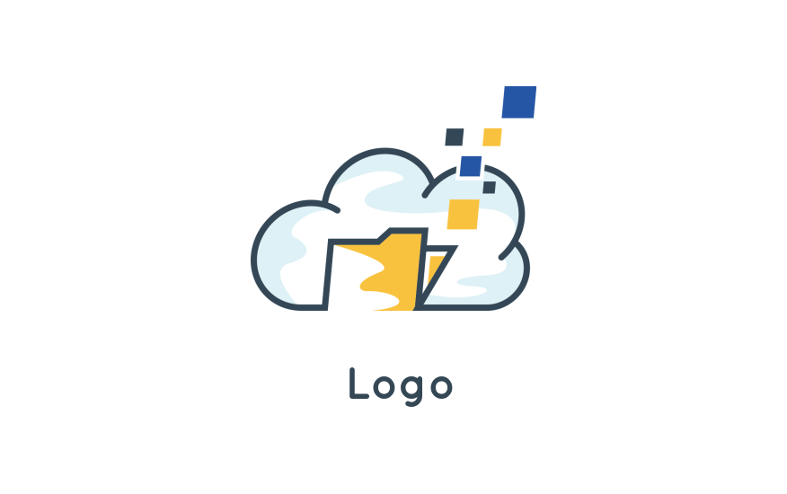 IT logo symbol cloud data with pixels