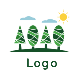 landscaping logo clouds and sun on mosaic trees