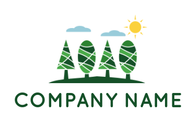 landscaping logo clouds and sun on mosaic trees