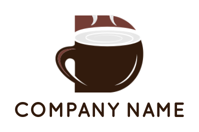 Letter D logo maker coffee cup in shape of letter D 