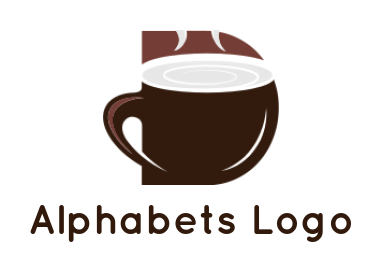 Letter D logo maker coffee cup in shape of letter D 