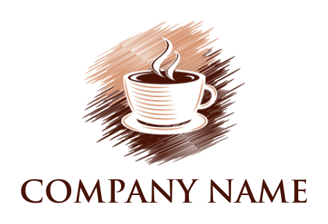 restaurant logo template coffee cup with steam in brush strokes - logodesign.net