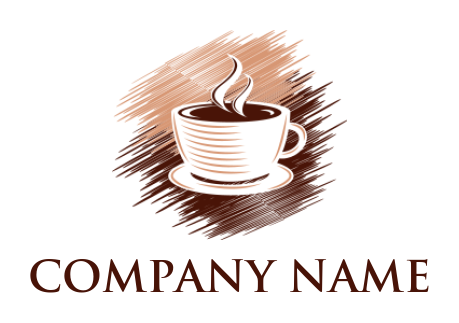 Coffee cup with steam in brush strokes logo template