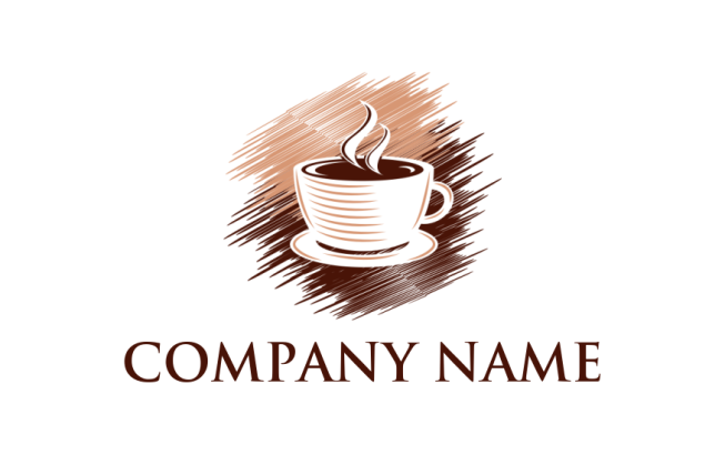 Coffee cup with steam in brush strokes logo template