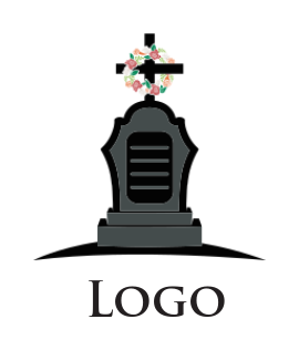 religious logo icon coffin with cross